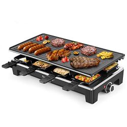 Electric Grill Techwood Raclette Grill with Double-sided Nonstick Grill Plate,8-Person Multifunc ...