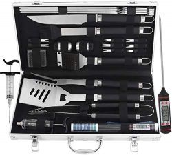 grilljoy BBQ Grill Tool Set with Gift Wrapping Box, 24pcs Stainless Steel BBQ Accessories with B ...