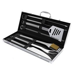 Home-Complete BBQ Grill Tool Set- Stainless Steel Barbecue Grilling Accessories Aluminum Storage ...