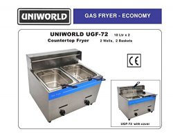 Uniworld Stainless Steel Liquid Propane Gas Fryer (Counter Top),Temperature Range: 0-392 ºF , 2& ...