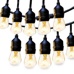 2 Pack Outdoor String Lights Commercial Great Weatherproof Strand Dimmable Edison Vintage Bulbs, ...