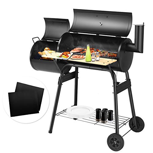 Giantex BBQ Grill with 2 PCS BBQ Grill Mat, Charcoal Barbecue Grill with Non Stick Baking Mats O ...