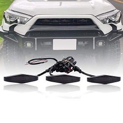 runmade for 2014-2019 4Runner TRD PRO 3Pcs Front Bumper Center Grille Grill LED Lights Amber Lig ...