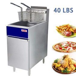 Premium Commercial Deep Fryer – KITMA 40 lb. Liquid Propane 3 Tube Floor Fryer with 2 Frye ...