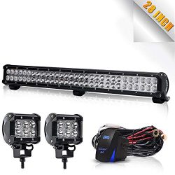 TURBOSII DOT 28-30″Inch Led Light Bar 180W 18000LM Flood Spot Combo Offroad Work Light On  ...