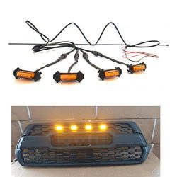 TIKSCIENCE 4pcs Grill Lights Amber LED Fits for Toyota Tacoma TRD PRO Grille 2016 2017 2018,with ...