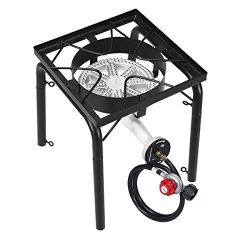 GYMAX Outdoor Stove, Single Burner High Pressure Portable Gas Cooking Stove with Adjustable Regu ...