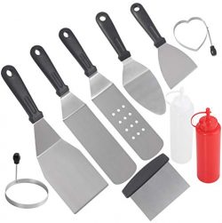 POLIGO Professional Spatula Set in Packing Box – 10pcs Commercial Grade Stainless Steel Gr ...