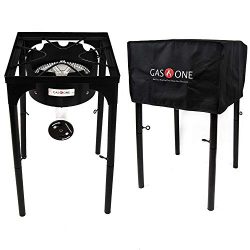 GasOne Propane Burner with Cover 200,000-BTU Brewing Burner with Adjustable Height 0-20PSI High  ...
