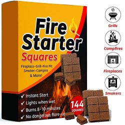 Bangerz Sunz Fire Starter Squares 144, Fire Starters for Fireplace, Wood Stove & Grill, Camp ...