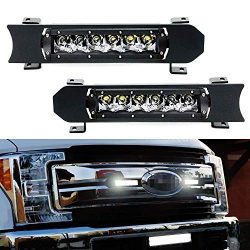 iJDMTOY Front Grille LED Light Bar Kit For 2017-up Ford F250 F350 Lariat King Ranch, Includes (2 ...