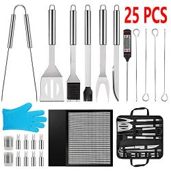 Alpacasso 25 PCS BBQ Grill Accessories Tools Set, Stainless Steel Barbecue Grilling Accessories  ...
