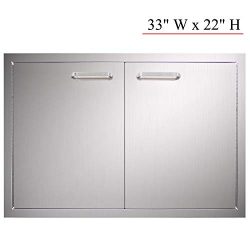 YXHARD Outdoor Kitchen Door, 304 Stainless Steel 33″ Wx 22″ H Double BBQ Access Door ...