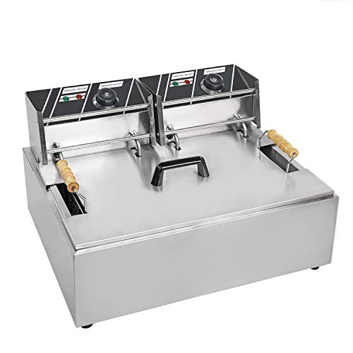 Clevr Extra Large 20L Liter Capacity Commercial Stainless Steel Deep Fryer Machine 110v Single L ...