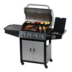 MASTER COOK BBQ 4-Burner Cabinet Propane Gas Grill with Side Burner