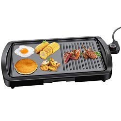 Electric Griddle, IKICH 2-in-1 Grill Griddle, 1600W Smokeless Nonstick Indoor Grill with Drip Tr ...