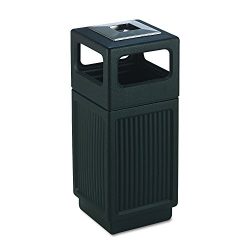 Safco Products Canmeleon Outdoor/Indoor Recessed Panel Trash Can with Ash Urn 9474BL, Black, Dec ...