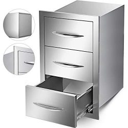 Mophorn Outdoor Kitchen Drawer Stainless Steel 16×28.5 Inch Triple Access BBQ Drawers with  ...