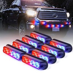 Xprite Red & Blue 4 LED 4 Watt Emergency Vehicle Waterproof Surface Mount Deck Dash Grille S ...