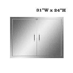 304 Stainless Steel BBQ Kitchen Island Door, Single Barbecue Grill Doors for Outdoor Cabinet, Ac ...