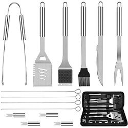 Anpro Grilling Accessories BBQ Tools Set, 15 PCS Stainless Steel Grill Kit with Case, Great Barb ...