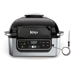 Ninja Foodi Pro 5-in-1 Integrated Smart Probe and Cyclonic Technology Indoor Grill, Air Fryer, R ...