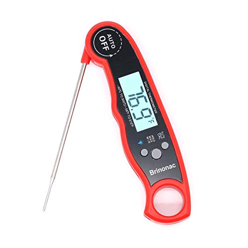 Brinonac Waterproof Digital Oven Meat Food Thermometer with Backlight and Calibration for Smoker ...
