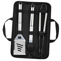 Estimare BBQ Grill Tools Set – 3 Piece Stainless Steel Barbecue Grilling Accessories with  ...