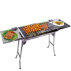 Outdoor4less Stainless Steel Portable Folding Tall Barbecue BBQ Charcoal Grill with Lges – ...