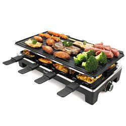 Techwood Raclette Grill Raclette Party Grill Electric Grill Indoor/Outdoor Grill BBQ Grill 1500W ...