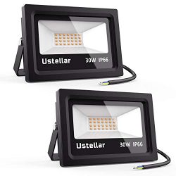 Ustellar 2 Pack 30W LED Flood Light, IP66 Waterproof, 2100lm, 150W Halogen Bulb Equivalent Outdo ...