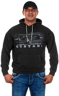 Men’s Ford Mustang Pullover Hoodie Honeycomb Grill Charcoal Gray Sweatshirt (Medium, GRI4- ...