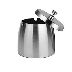 OILP Outdoor Ashtray with Lid for Cigarettes,Stainless Steel Windproof/Rainproof Ashtray for Out ...