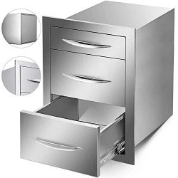 Mophorn Outdoor Kitchen Drawers Stainless Steel 17.7×20.5 Inch Triple Drawers with Chrome H ...