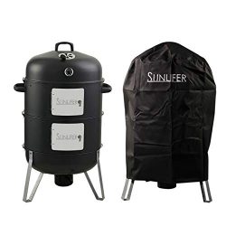 SUNLIFER Vertical Charcoal Smoker and Grill Combo, Heavy-Duty BBQ Smokers for Outdoor Cooking Ca ...