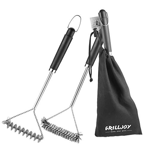 Grilljoy 3pcs Grill Brush Set includes Wire Brush and Bristle Free Brush – 17.5” Saf ...