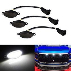 Miniclue 3pcs Smoked Lens White LED for 2010-2014 and 2017-up Ford Raptor Grille Running Lights, ...