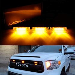 iJDMTOY 3pc Amber LED Center Grille Running Light Kit For 2014-up Toyota Tundra w/TRD Pro Grill  ...