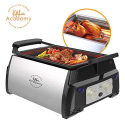 Kitchen Academy Indoor Infrared Grill, Portable Non-Stick Electric Tabletop Kitchen BBQ Grill an ...