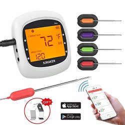 Wireless Meat Thermometer for Grilling, Bluetooth Meat Thermometer Digital BBQ Cooking Thermomet ...