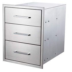 yuxiangBBQ Outdoor Kitchen Drawers Stainless Steel,18″ W x 23″ H Triple Drawers,Flus ...