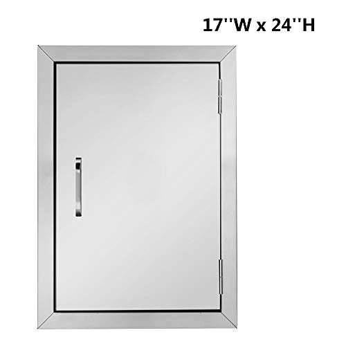 ROVSUN Outdoor Kitchen Access Door, 17”W x 24”H Single Wall BBQ Access Door, Heavy D ...