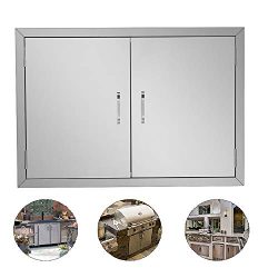 ROVSUN Outdoor Kitchen Door, 304 Grade Heavy Duty BBQ Access Door, 30.5”W x 21”H Flu ...