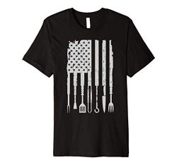 Vintage BBQ Smoker Grilling Barbecue Pitmaster American Flag Premium T-Shirt