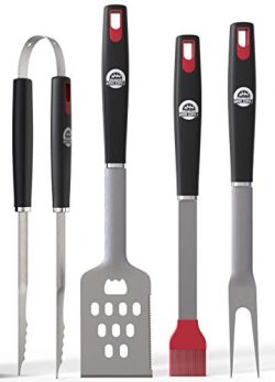 American BBQ Grill Tools – Premium Grilling Set Kit – 4 Piece Utensils Spatula, Tong ...