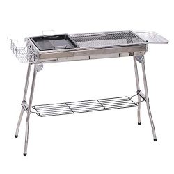 Outsunny Portable Folding Charcoal BBQ Grill Stainless Steel Camp Picnic Cooker