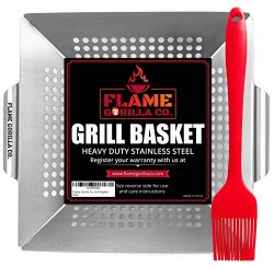 Flame Gorilla Co. Grill Basket – Vegetable Grill Baskets for Outdoor Grill – Veggie  ...