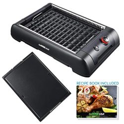 GoWISE USA GW88000 2-in-1 Smokeless Indoor Grill and Griddle with Interchangeable Plates and Rem ...